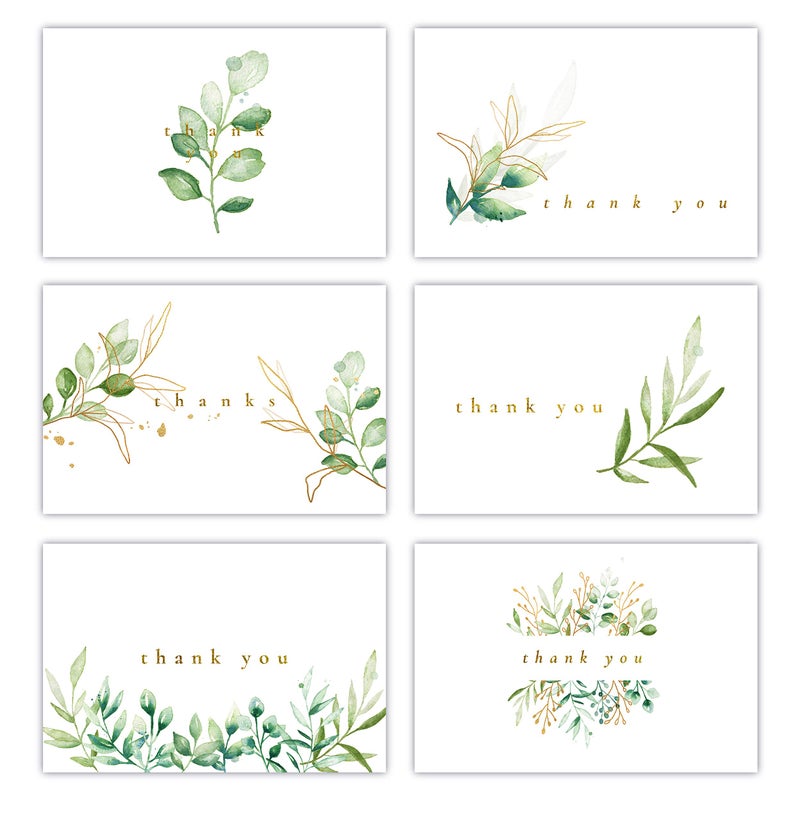 Gooji 4x6 Golden Greenery Thank You Cards with Envelopes (Bulk 36-Pack) | Wedding Thank You Cards, Bridal Shower Thank You Cards, Birthday Party, Baby Shower, Blank Notes Small Business - Image 1